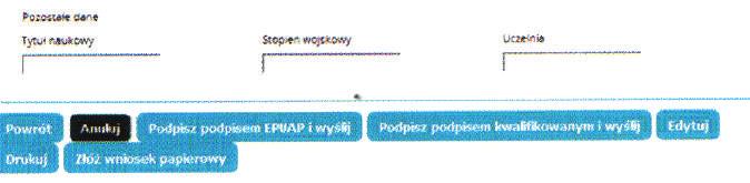 11. Na kolejnym ekranie: - wpisz nr PWZ (numer prawa wykonywania zawodu) - pozostałe dwa pola pozostają puste - lista specjalizacji (jeśli posiadasz naciśnij [Wybierz] i uzupełnij wymagane pola) -