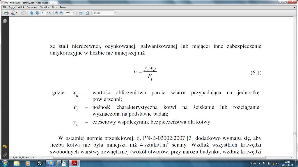 Kotwy- w ścianach szczelinowych EC6 nie podaje minimalnej liczby kotew, norma poprzednia