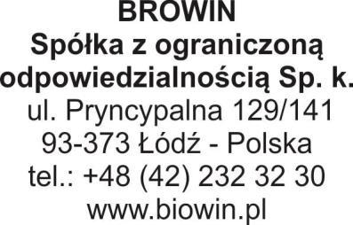 WARUNKI GWARANCJI 1. Niniejsza gwarancja jest udzielana przez firmę BROWIN Spółka z ograniczoną odpowiedzialnością Sp. k. z siedzibą przy ul.