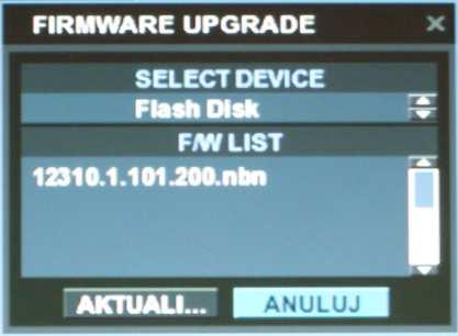 Dostępne są to następujące informacje: F/W VERSION: Pokazuje wersję oprogramowania wbudowanego z DVR (firmware). WERSJA URZĄDZE : Wersja płyty głównej rejestratora.