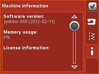 Informacje o maszynie Karta Machine information zawiera informacje o wersji oprogramowania, pozostałej pamięci maszyny oraz informacji licencyjnych.