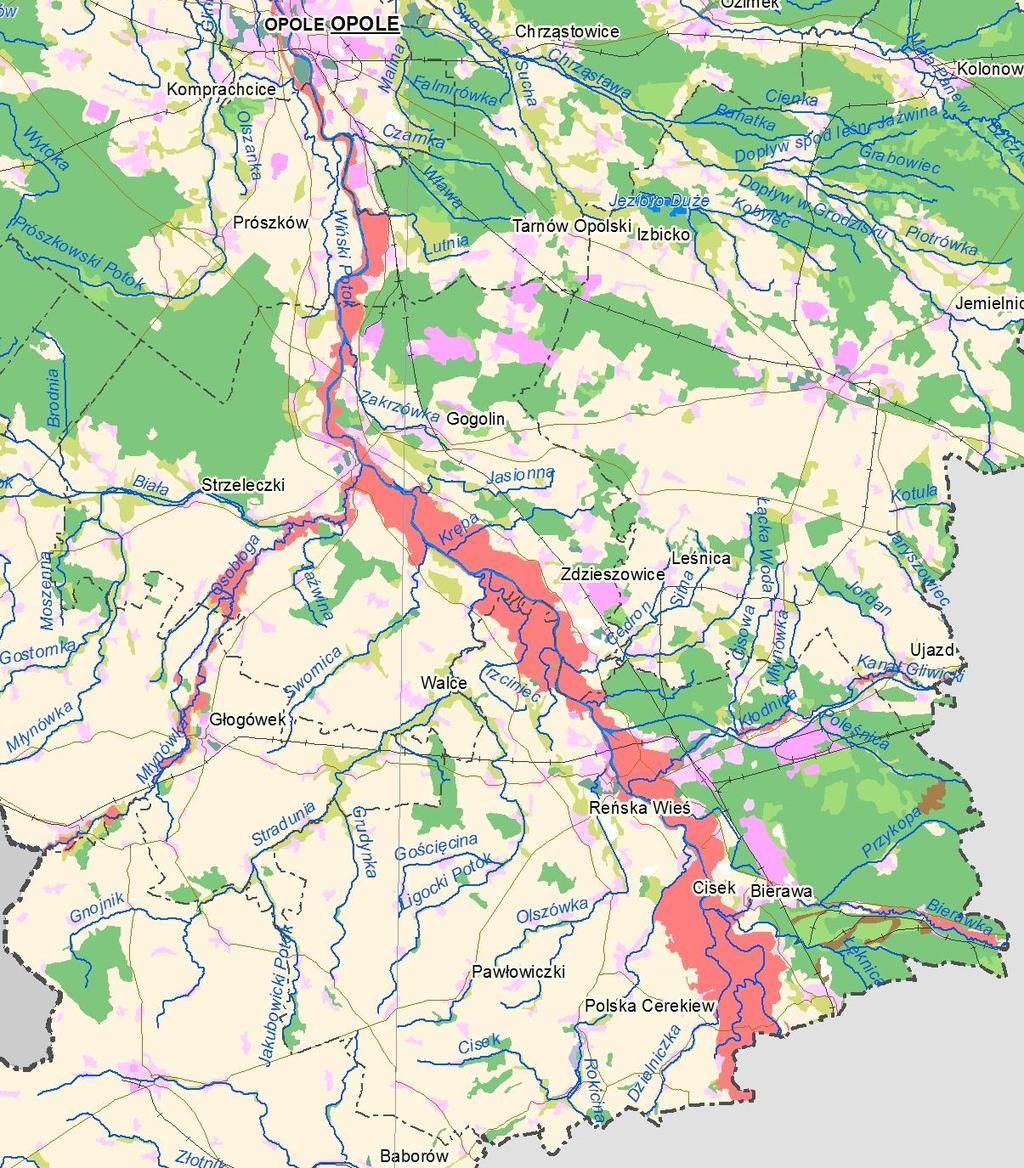 Rysunek 2. Wstępna ocena ryzyka powodziowego - mapa orientacyjna obszarów na których wystąpienie powodzi jest prawdopodobne. Źródło: www.kzgw.gov.