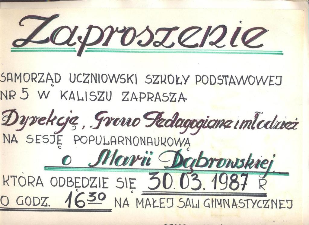 W tym samym roku stanowisko dyrektora obejmuje pełniąca wcześniej funkcję wicedyrektora szkoły Maria Nowakowska.