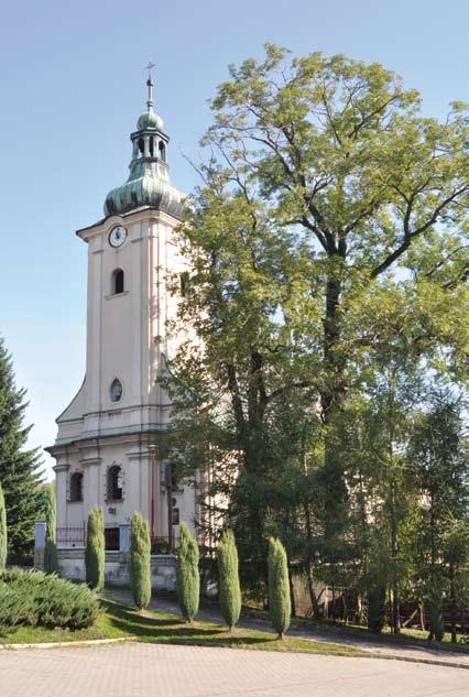 Od zachodu, nad kościołem górują dwa pokryte mozaiką pól i zadrzewień wzgórza Wapiennik (ok. 570 m n.p.m.) i Matyska (609 m n.p.m.), a powyżej nich zalesione szczyty Beskidu Śląskiego Jaworzynka (952 m n.