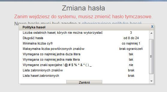 Pole aktual e hasło jest wykropkowa e, usi y wpisać owe hasło i po iżej wpisać je