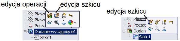 Po wykonaniu wszystkich operacji, w drzewie operacji pojawią się ikony operacji (rysunek 2.41). Rysunek 2.41. Drzewo operacji po zakończeniu przykładu Edycję modelu (np.