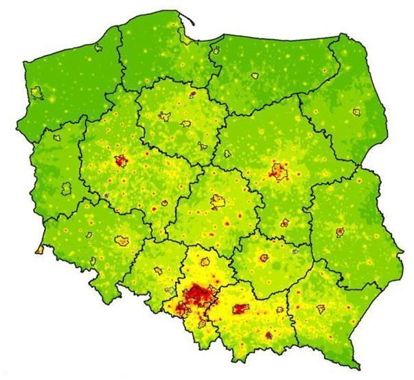 PM2,5 Roczna Ocena 2015 Obszary