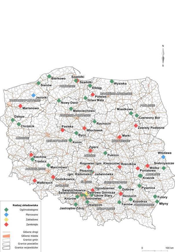 Mapa nr 3 Rozmieszczenie składowisk