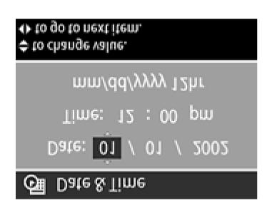 Zmiana daty i godziny. 1 Wybierz opcję Date & Time (Data i godzina) w menu Setup (Ustawienia). Pojawi się ekran Date & Time (Data i godzina).