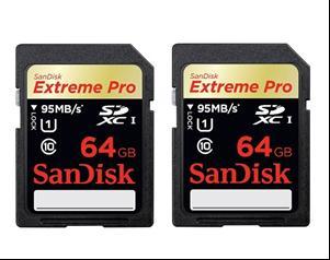 Zestaw kart pamięci SanDisk EXTREME PRO SDXC 64 GB - 2 karty - szybkość do 95 MB/s 80 zł brutto/doba Kamera Canon AH-X1 -
