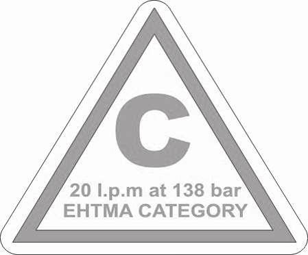 Instrukcje bezpieczeństwa i obsługi WAP 2, WAP 3 D. Rękojeść E. Złącze odprowadzania F. Wąż odprowadzający G. Szybkozłącza Kategoria EHTMA Ta maszyna jest wyraźnie oznakowana kategoriami EHTMA.