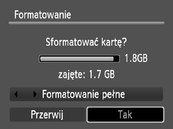 Formatowanie kart pamięci Przed użyciem nowej karty pamięci lub karty pamięci używanej z innymi urządzeniami należy sformatować ją za pomocą tego aparatu.