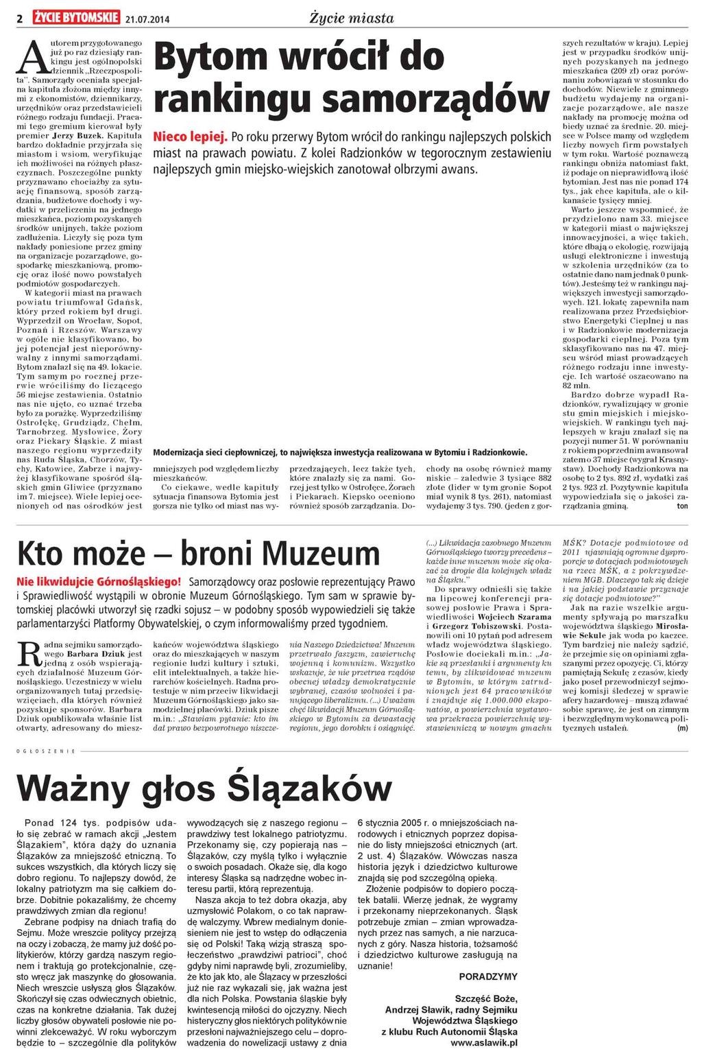 2 w m m 3 3 Życie m iasta 2,0 7.2 0,4 A u t o r e m p r z y g o to w a n e g o ju ż p o r a z d z ie s ią ty r a n k in g u je s t o g ó ln o p o ls k i. ^. d z i e n n i k R z e c z p o s p o li t a.