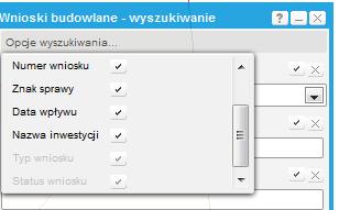 Rysunek 16 Menu Wyszukiwania W formatce wyszukiwania ustawione są podstawowe atrybuty wyszukiwania.