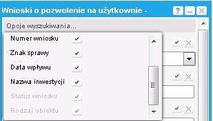 2.5.3. Wnioski o pozwolenie na użytkowanie wyszukiwanie Użytkownik może wyszukad wniosek według wybranych kryteriów wyszukiwania.