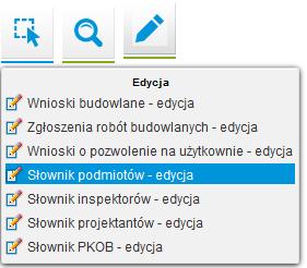 2.8. Słowniki - edycja Użytkownik podczas rejestracji wniosków i decyzji może korzystad ze słowników zawierających zdefiniowane