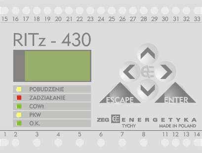 zabezpieczenia, uruchomienie funkcji testowych. Panel operatora skada si z nastpujcych elementów: Rys. 7.