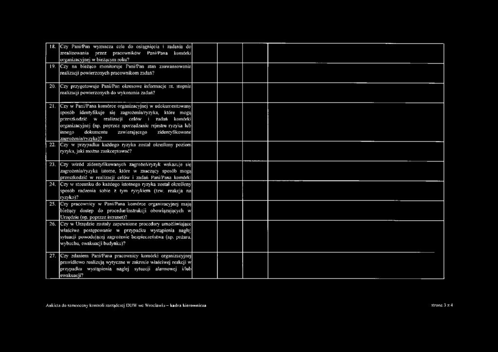 stopnia realizacji powierzonych do wykonania zadań? 21.