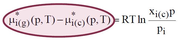 Gdy dla czystego składnika w temperaturze T zachodzi równowaga pomiędzy
