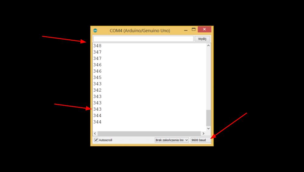 Szeregowy monitor pozwala nam podglądać dane, przesyłane przez kabel USB z Arduino do komputera.