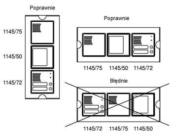 1145/72 W systemie DUO każdy panel z przyciskami musi zawierać: 1. Płytę z głośnikiem nr ref. 2.