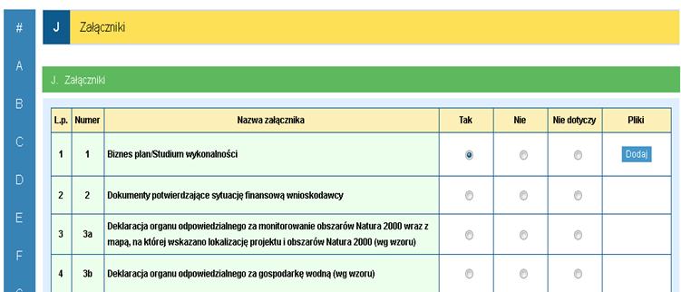 J. Załączniki do wniosku o dofinansowanie Wnioskodawca