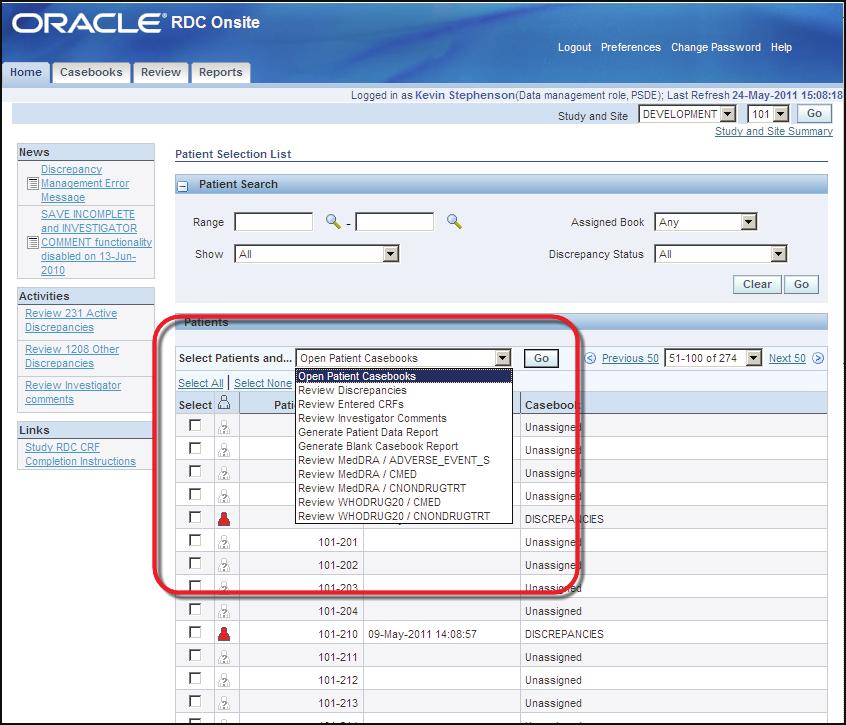 Lista rozwijalna Select Patients and (Wybierz pacjentów i...) Lista rozwijalna Select Patients and (Wybierz pacjentów i.