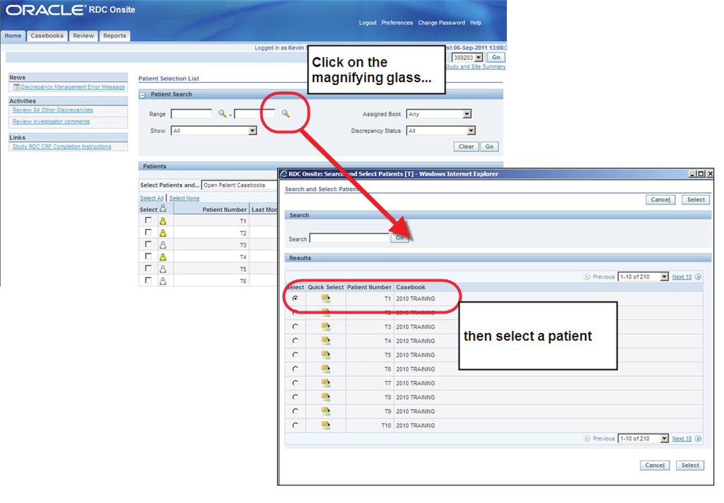 Karta Home (Strona główna) filtr Patient Search (Wyszukiwanie pacjentów) Filtr Patient Search (Wyszukiwanie pacjentów) umożliwia wyszukanie pojedynczego pacjenta lub grupy pacjentów poprzez Wpisanie