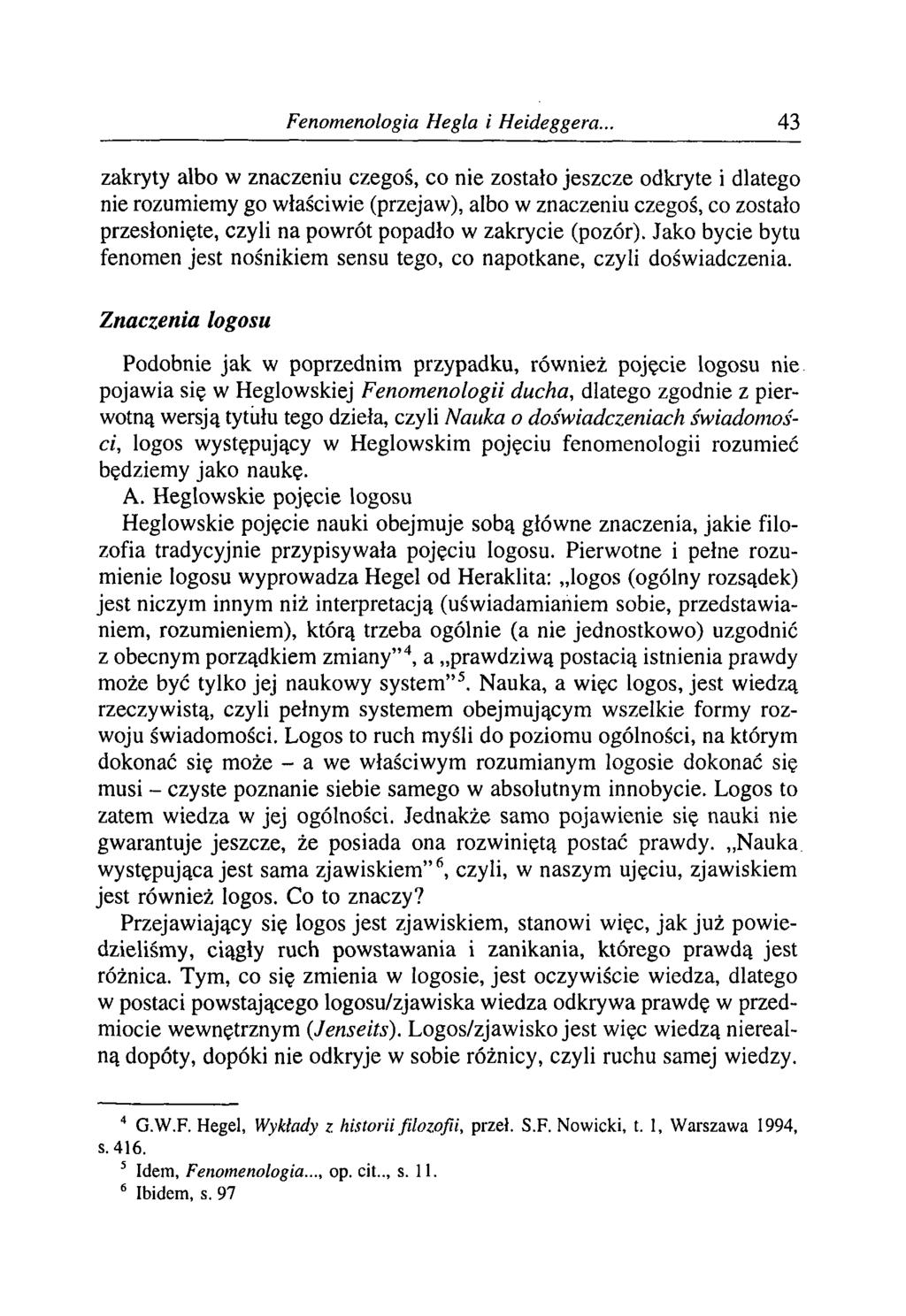 Fenomenologia Hegla i Heideggera.