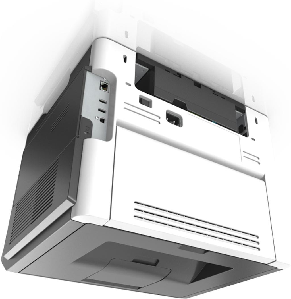 Korzystanie z modelu MS610de 74 Należy dopasować do siebie następujące elementy: Symbol USB na kablu do symbolu USB na drukarce. Odpowiedni kabel równoległy do portu równoległego.