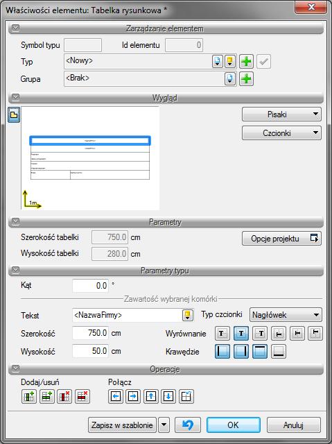 Tabelka rysunkowa ArCADia LT wśród opcji systemu ArCADia BIM posiada opcje do wprowadzania, tworzenia i edycji tabelek rysunkowych.