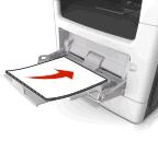 Umieszczenie zbyt dużej liczby arkuszy może spowodować zacięcia papieru. Papier, karty i folie ładuj stroną do drukowania skierowaną w górę i górną krawędzią w kierunku drukarki.