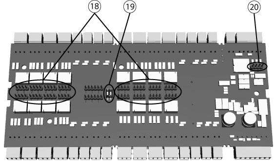 Access Modular Wstęp pl 15 13 Magistrala modułów rozszerzeń RS-485 14 Zewnętrzny styk antysabotażowy 15 Złącze zasilacza 16 Złącza 16wejść analogowych 17 Złącza 16wyjść przekaźnikowych Uwaga!