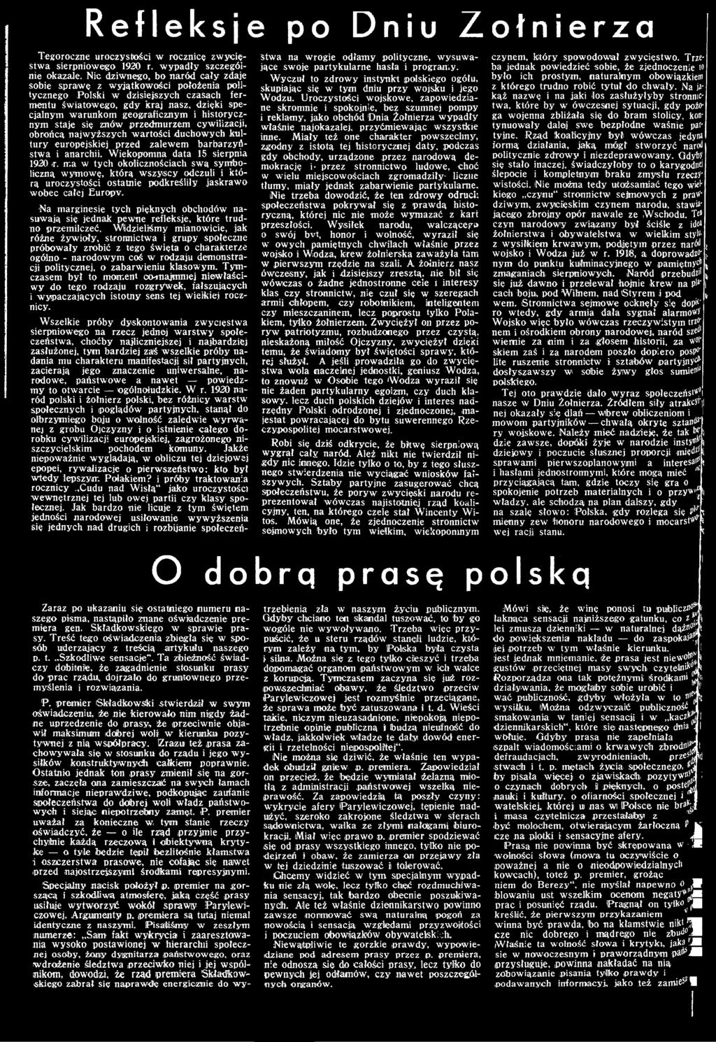 Na marginesie tych pięknych obchodów nasuwają się jednak pewne refleksje, które trudno przemilczeć.