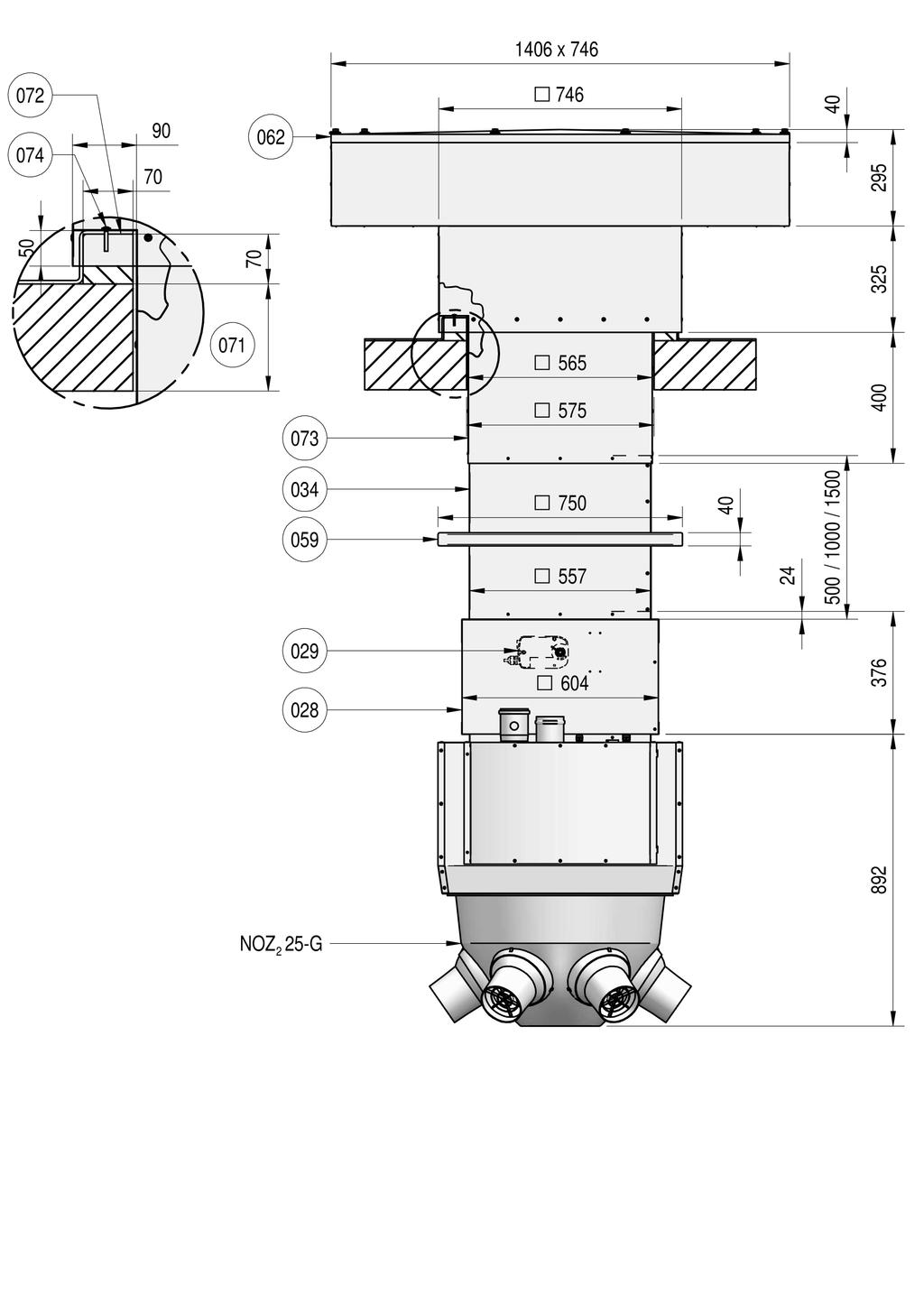 NOZ model z wentylacją