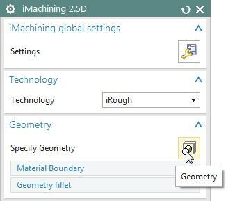 Definicja Geometrii Geometria imachining 2D Interfejs Użytkownika Grupa geometrii, wspólna dla większości operacji NX CAM, jest również dostępna wewnątrz operacji imachining 2D.