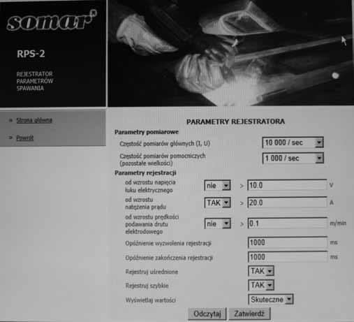 Rejestracja parametrów spawania Parametry spawania rejestrowano urządzeniem RPS-2 firmy SOmAR (rys. 2) [8].