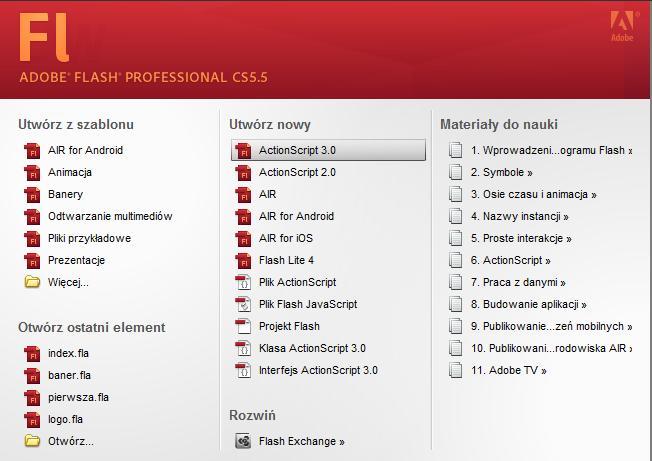 1 Wstęp kilka słów o Adobe Flash Adobe Flash Professional (obecnie Adobe Animate CC) jest jednym z najpopularniejszych i najlepszych programów przeznaczonych do tworzenia grafiki animacyjnej.