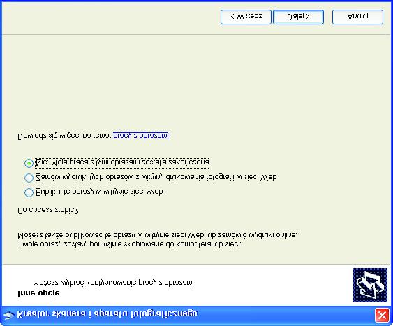 3 Skanowanie z "Kreator skanera i aparatu fotograficznego" (Windows XP) (część 3) 7 Gdy kończy się skanowanie, pojawia się następujący ekran. Wybierz następne zadanie i kliknij "Dalej".