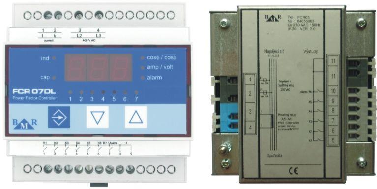 Widok listew zaciskowych Rys.2 1. Opis regulatora Regulator mocy biernej FCR 05 jest przeznaczony do regulacji współczynnika mocy biernej w sieciach niskiego napięcia o częstotliwości 50/60 Hz.