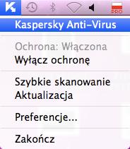 P O D R Ę C Z N I K U Ż Y T K O W N I K A Jeśli wybrałeś opcję wyświetlania ikony aplikacji na pasku menu, ikona nie będzie pojawiać się w Docku po uruchomieniu