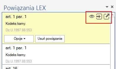 Rys. 18 Ikony podglądu jed. redakcyjnej i przejścia do tej jednostki w LEX. 8.4.