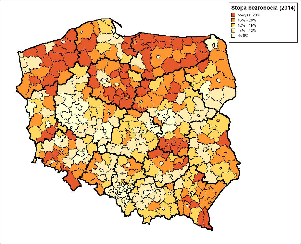 Stopa bezrobocia (powiaty)