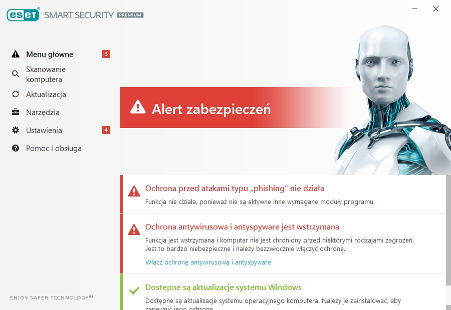 Postępowanie w przypadku, gdy program nie działa poprawnie? Jeśli aktywny moduł ochrony działa poprawnie, jego ikona stanu ochrony jest zielona.