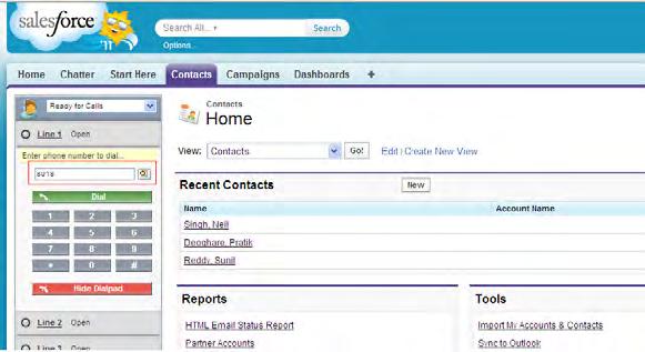 Wtyczka do Salesforce.com Umożliwia użytkownikom biznesowym obsługę połączeń telefonicznych bezpośrednio z poziomu portalu Salesforce.