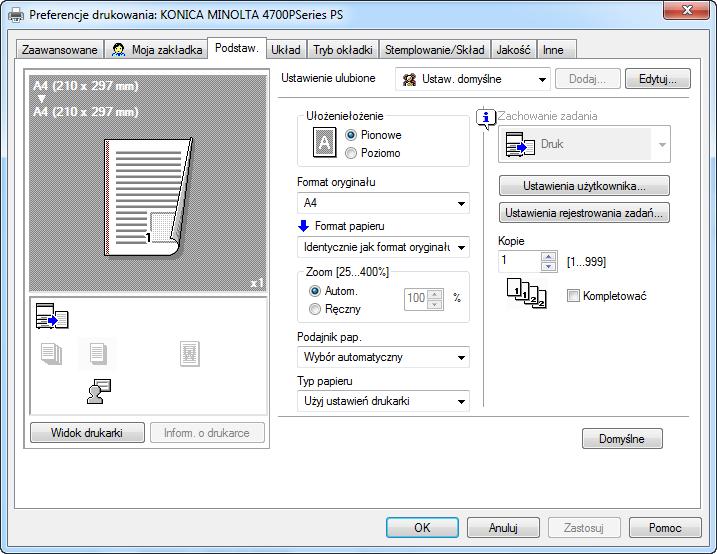 2 Drukowanie Drukowanie dokumentu 1. Z menu Papier w panelu sterowania drukarki wybierz ustawienia typu i rozmiaru papieru odpowiadające papierowi załadowanemu do zasobnika. 2.