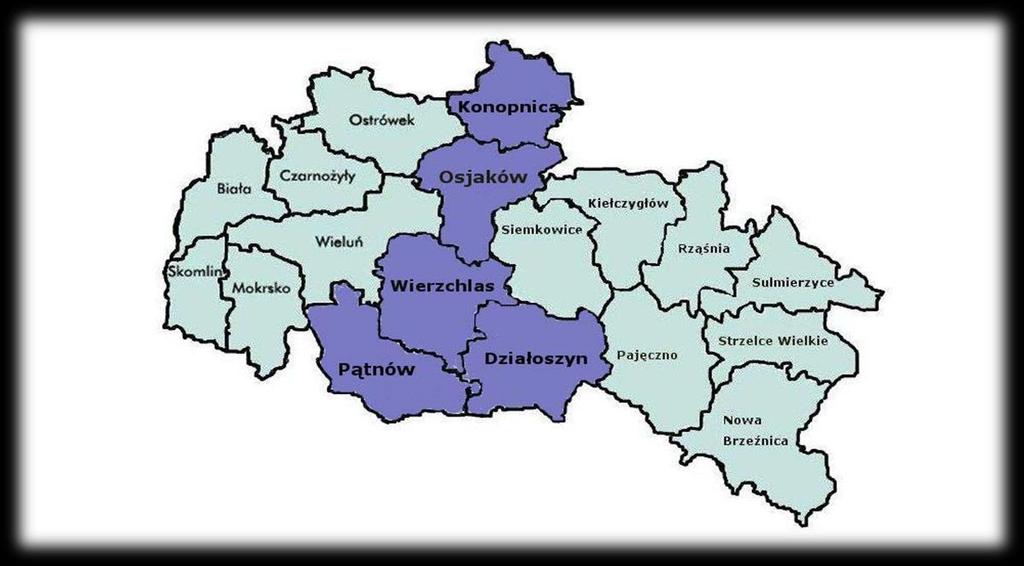 Obszar realizacji LSR obejmował południowo zachodnią część Powiatu Pajęczańskiego oraz wschodnią część Powiatu Wieluńskiego, obszar ten mieści się w południowo zachodniej części Województwa Łódzkiego.