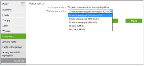 16. Strona kodowa eksportowanych plików w zależności od potrzeb (aby w przeglądarce internetowej móc odczytywać wszystkie zastosowane znaki diakrytyczne, np. polskie ą, ę itd.