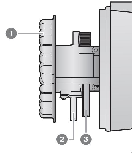 Strona 6 kamera XCM-21/25VF 3 Złącza i elementy regulacyjne 1) Podświetlenie IR LED 850nm, 30 (42 sztuki) 2) Regulacja