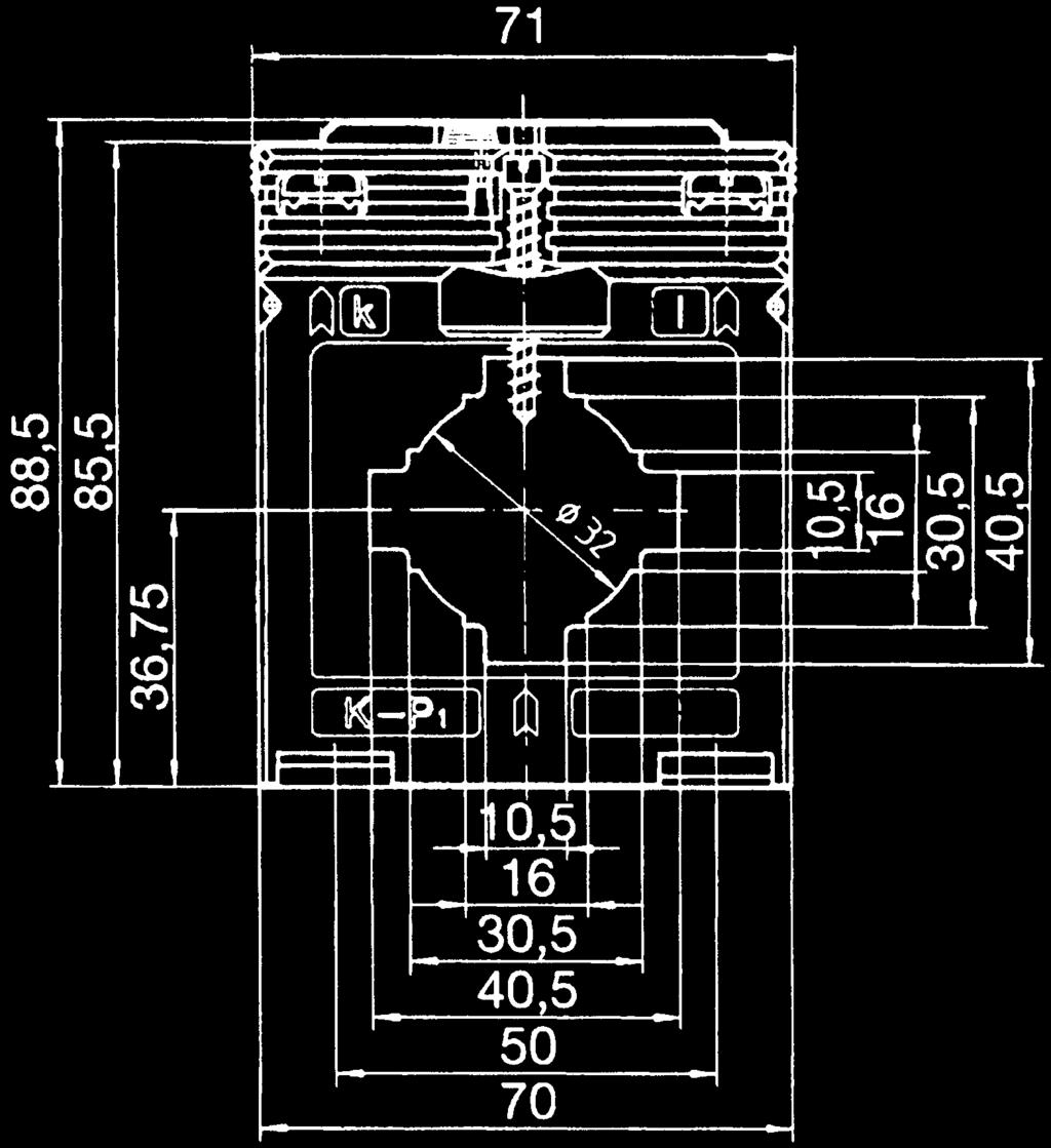 SK 4.4 Szyna 40 x mm 2 x x mm Przewód okr¹g³y 32,0 mm Szerokoœæ przek³adnika 7 mm 0 60,2,,2, Wtórny Klasa 0, Klasa 380 36 38 37 Wtórny Klasa 0, Klasa 3380 3236 3238